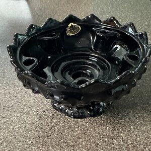 Fenton Sawtooth Hobnail Glass Footed Candle Holder